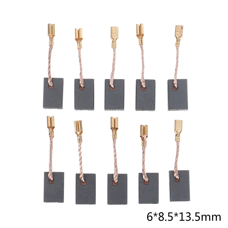 Hot Sale 10Pcs  Copper Motor Carbon Brushes Kit For Angle Grinder 6*8.5*13.5mm