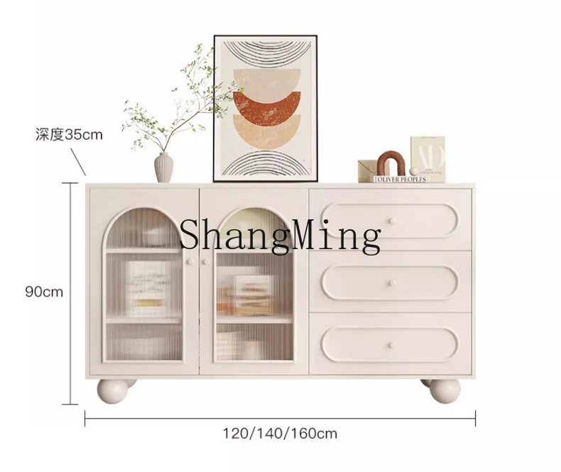 

CL cream style dining side household kitchen cabinet living room storage new wall integrated tea cabinet