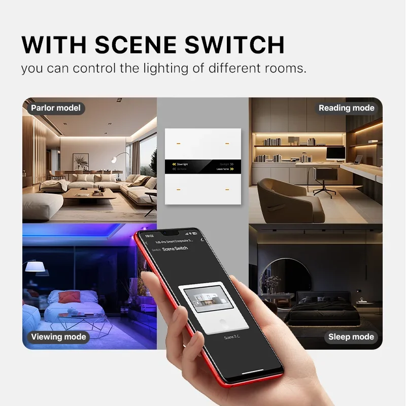 

Tuya Home Smart Wall Switch With 4 Keys Zigbee Scene Smart Switch With LCD Display Alexa Support Tuya App Control