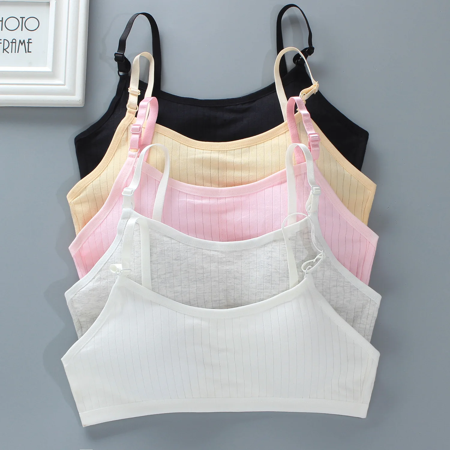 4pcs/Lot Teenage Girls Training Bras Solid Back Buckle Vest Style Middle High School Students Underwear Kids Clothing