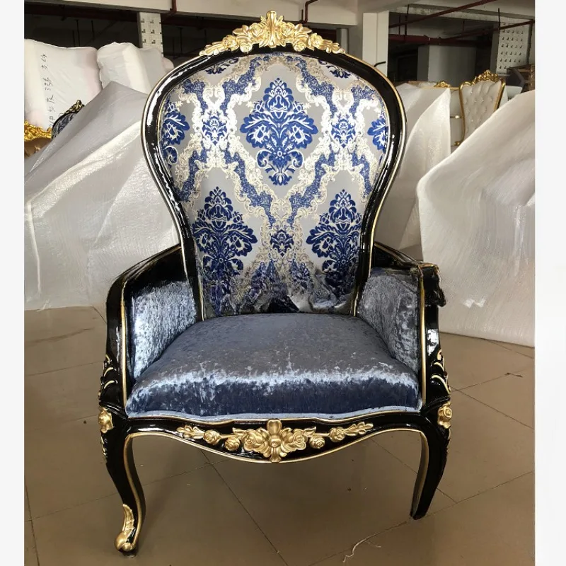 Factory direct sales European solid wood single sofa chair tiger chair reception high back chair leisure balcony negotiation cha