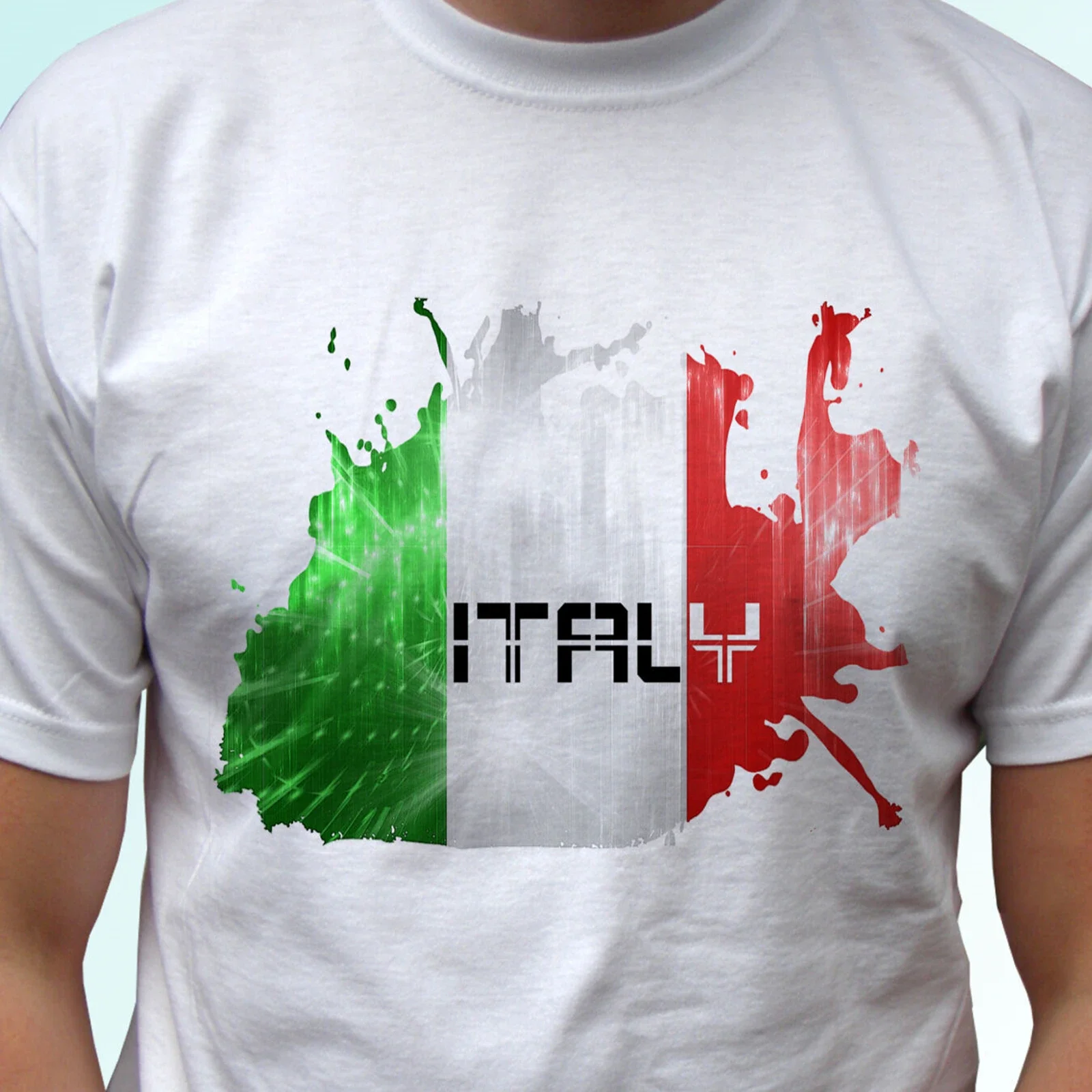 Italy Flag - White T Shirt Top Country Design - Mens Breathable Top, Loose Casual Mens T-shirt S-3XL