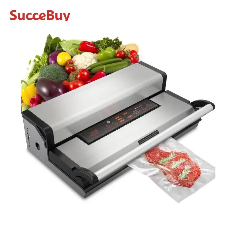 SucceBuy Kommerzielle Vakuumiermaschine, multifunktional, automatische Lebensmittelverpackung mit Beutel, Rollenaufbewahrungsschneider für die Küche zu Hause