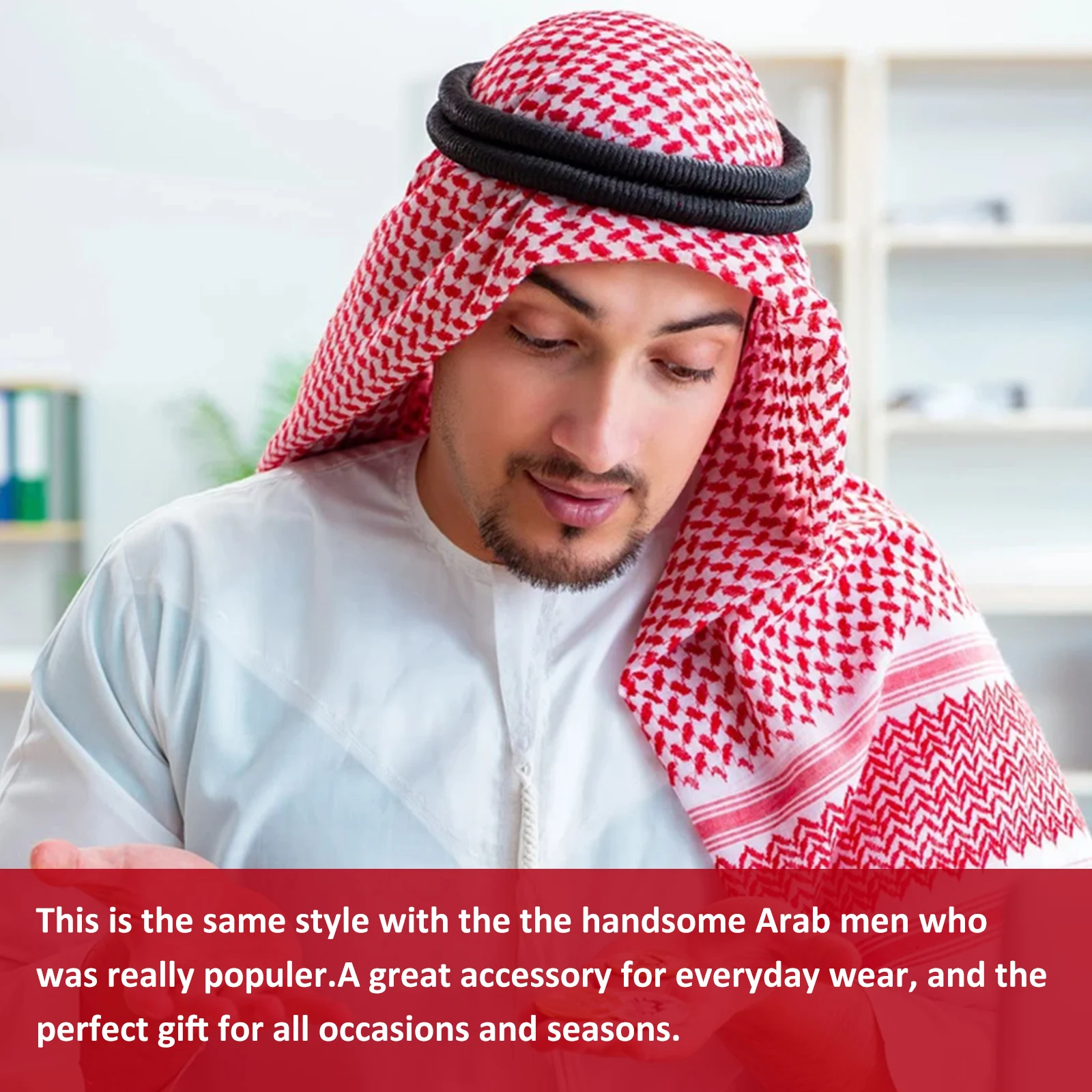 

Men Headscarf Lightweight Muslim Headwear Shawl Turban Everyday Gift Arab Style Comfortable Polyester Adult Man Scarf