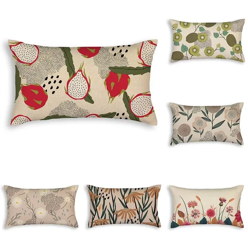 Sunflower Leaves Flowers Pattern Print Decorative Bedroom Living Room Office Cushion Cover Home Decor Rectangular Pillowcase