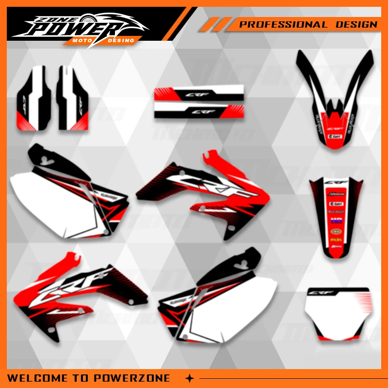 Powerzone For Honda 250 CRF 2004-2009 Graphics Decals Sticker Backgrounds Kits For Honda CRF250R CRF250 2004 2005 2006 2007-2009