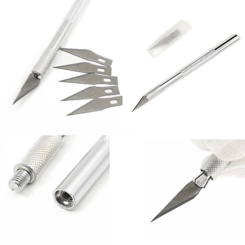 

Metal Handle Scalpel, Blade Knife Wood Paper Cutter Craft Pen Knives,Engraving DIY Hand Tools