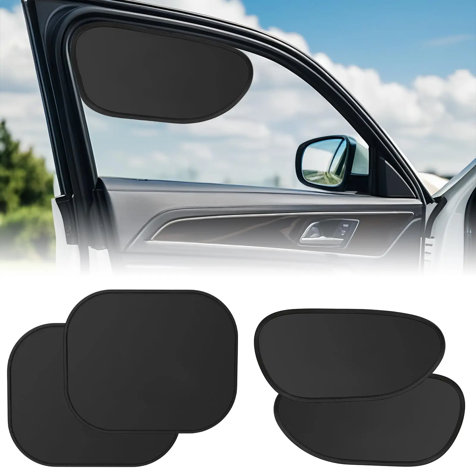 

4pcs Car Window Sun Shades Static Cling UV Glare Protection Universal Fit For Sedan SUV Truck