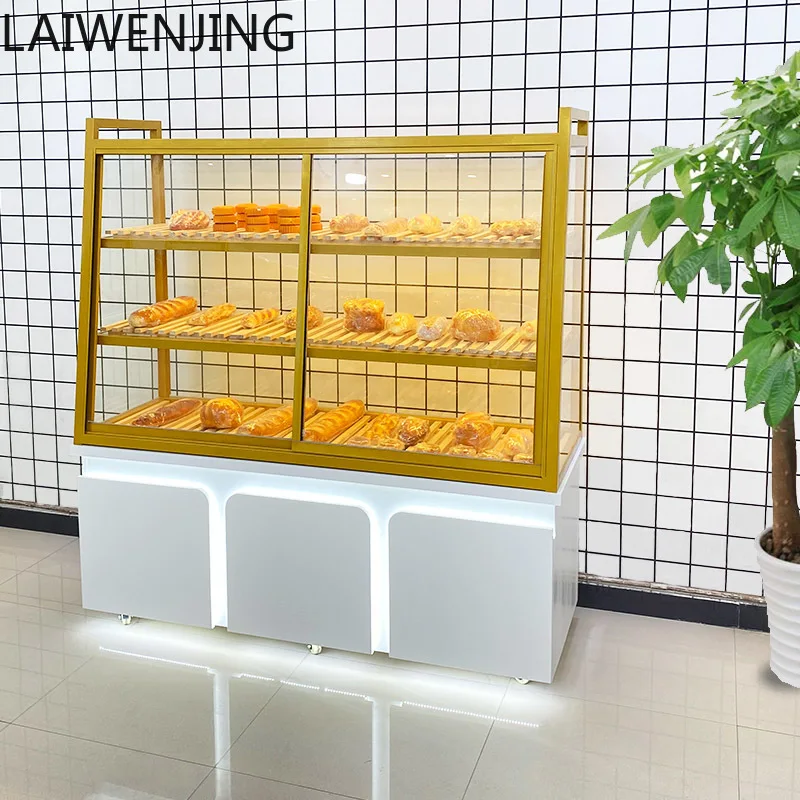 

HLZ Bread Display Cabinet Pastry Shop Baking Side Island Cabinet Glass Food Display Cabinet