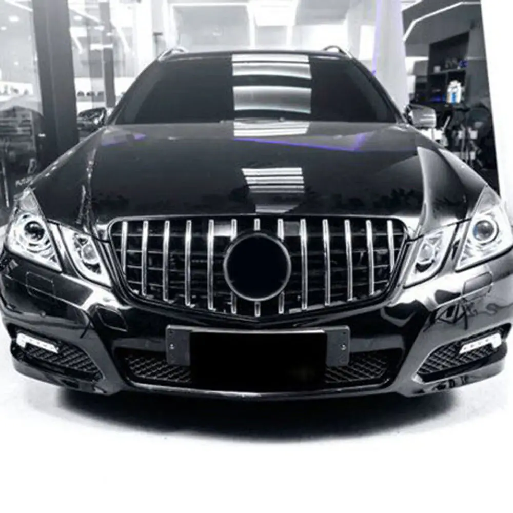 Front Chrome Grille GT R Style Grill Fit For Mercedes Benz E-Class W212 E300 2009-2013