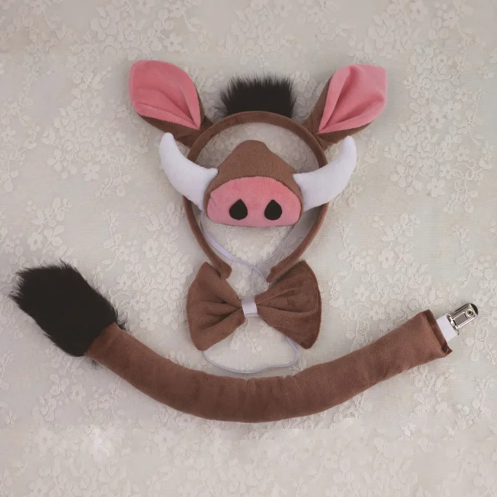 

Pig Headband Cosplay Animals Ear Nose Tail Boy Girl Adult Fancy Dress Accessory