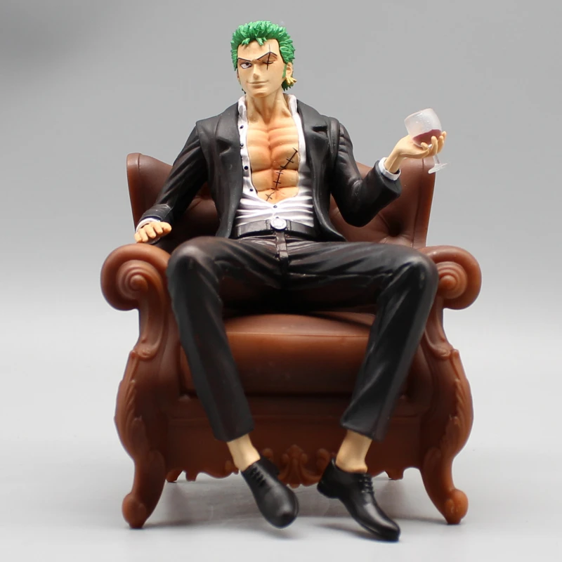 Anime Roronoa Zoro Sofa Figure One Piece Gk Figure Suit Sanji Action Figure Sofa Sitting Model 15cm PVC Collectible Statue Toy