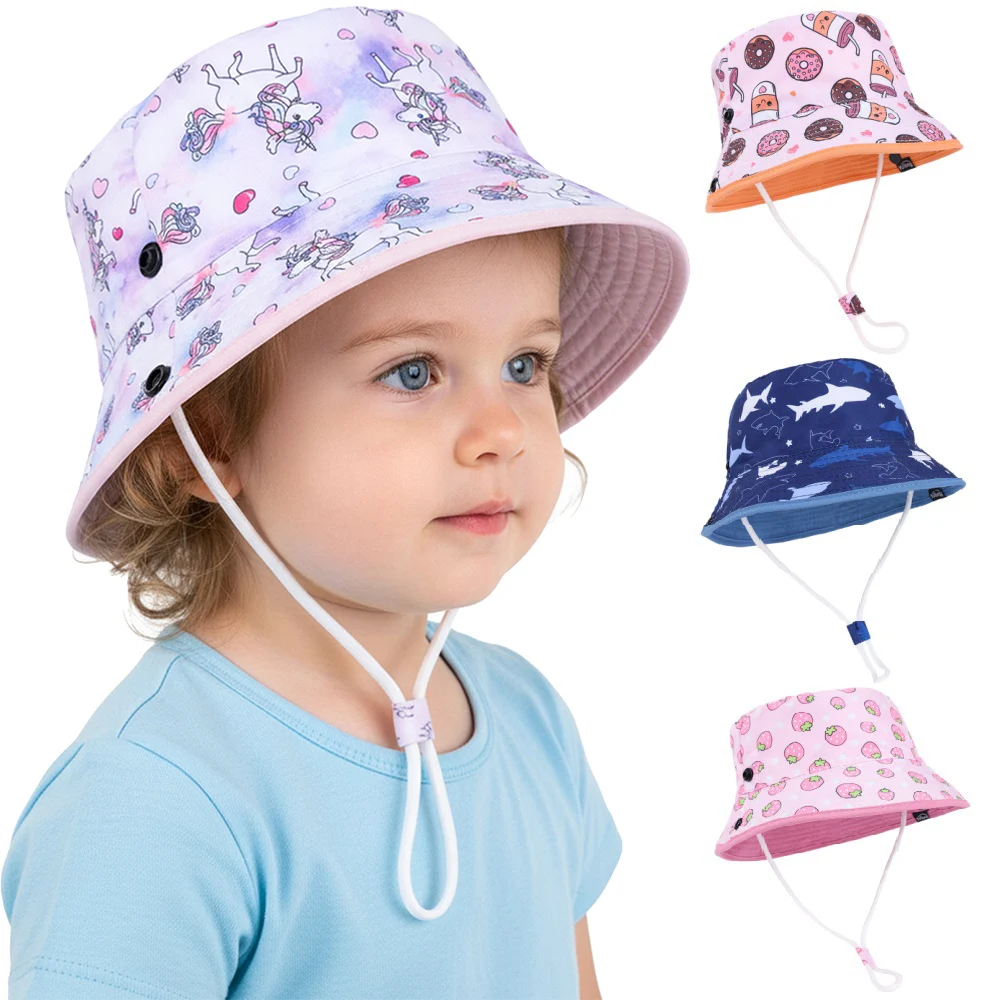 Panama Sommer Kinder Fischerhut für Jungen und Mädchen Cartoon Baby Strand Faltbarer Sonnenhut Kinder Outdoor Sonnenschutzkappe