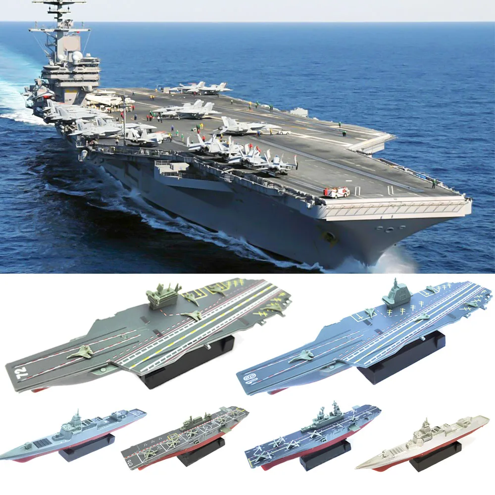 Modelo de nave de ensamblaje de 8 piezas, portaaviones USS, Kennedy, Fujian, barco submarino, destructor 055, buque de guerra militar moderno, juguete DIY