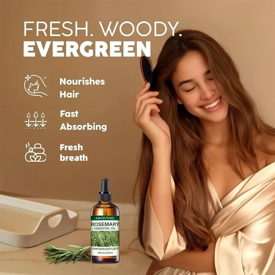 Rosemary Oil for Hair,  Pure Rosemary Oil, Nourishes Scalp & Strengthens Hair, Promotes Healthy Hair, Adds Shine & Softness