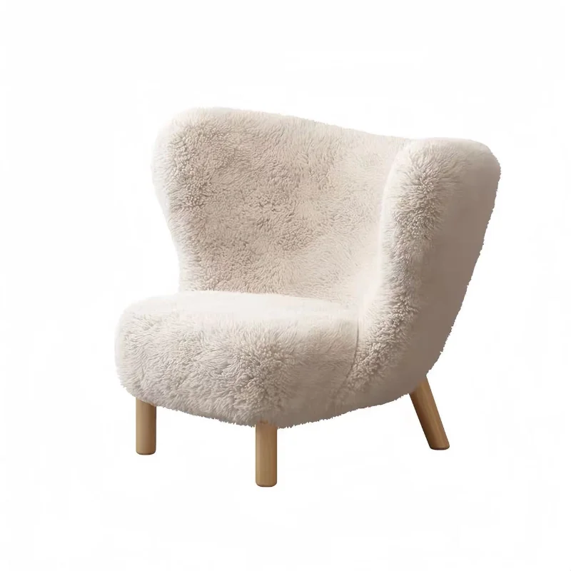 Lazy Sofa Chair, Lamb Velvet White Ins Style Internet Celebrity Model, Balcony Leisure Plush Chair, Nordic Bedroom Single Chair