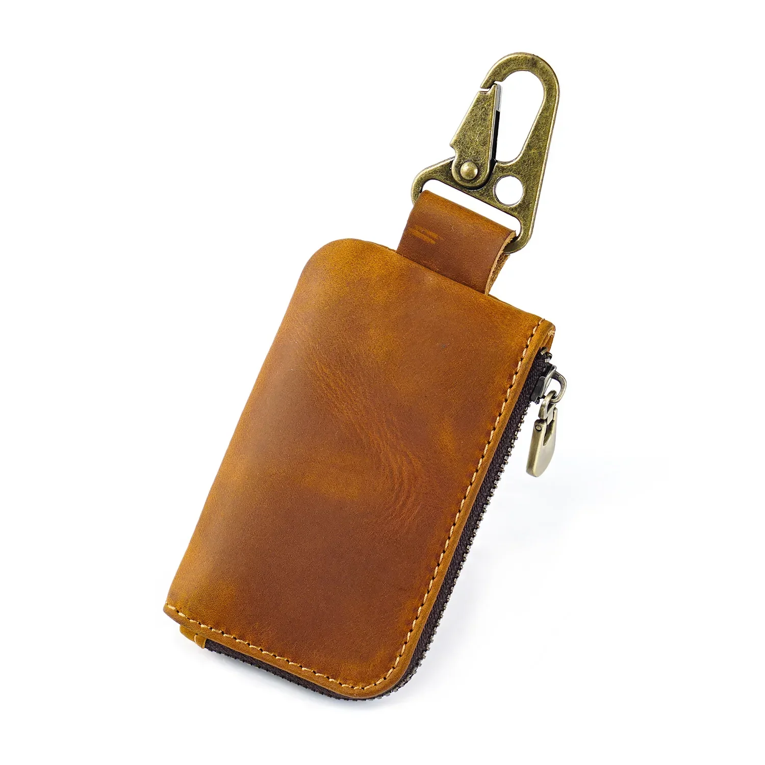 Cartera de cuero hecha a mano para llaves de coche para hombres y llavero con monedero de cuero de vaca con bolsillo para monedas