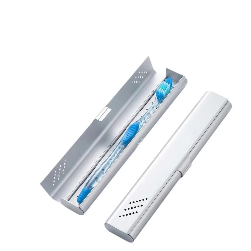 Aluminum Material Aluminum Toothbrush Case Durable Construction Empty Design Travel Toothbrush Holder Portable Size