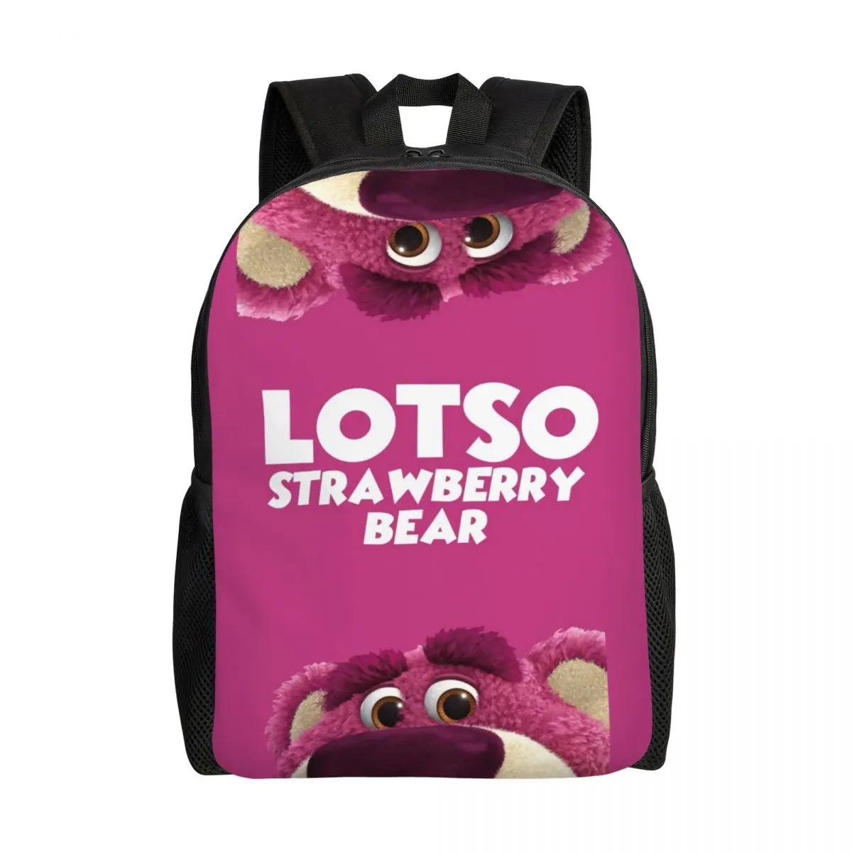 

Custom Lotso Huggin Strawberry Bear Cartoon Backpack for Girls Boys School College Travel Bags Bookbag Fits 15 Inch Laptop