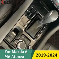 For Mazda 6 Atenza 2019-2022 2023 2024 Interior Accessories Carbon Fiber Gear Shift Panel Cover Car Decoration Trim Car Styling