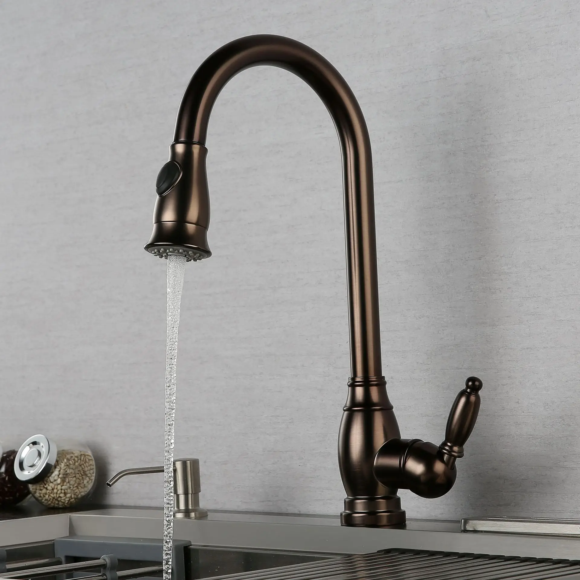 Brown Kitchen Faucet Sink Tap Single Lever Hot and Cold Water Faucet Lead Free Brass Tap Pull Out Sink Mixer New Arrival