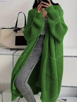 Casual Knit Cardigan Lady Fashion Solid Long Sleeve Loose Sweater Loose Tops For Women Holiday Streetwear Women's Clothing New