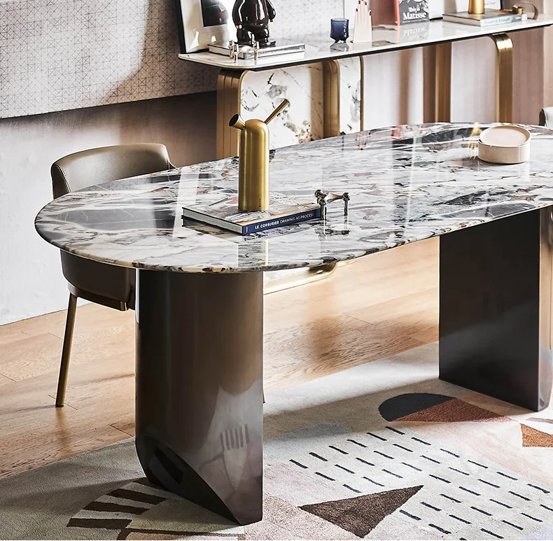 

Ocean Storm dining table and chair group, light luxury, high-end, Nordic simple natural luxury stone