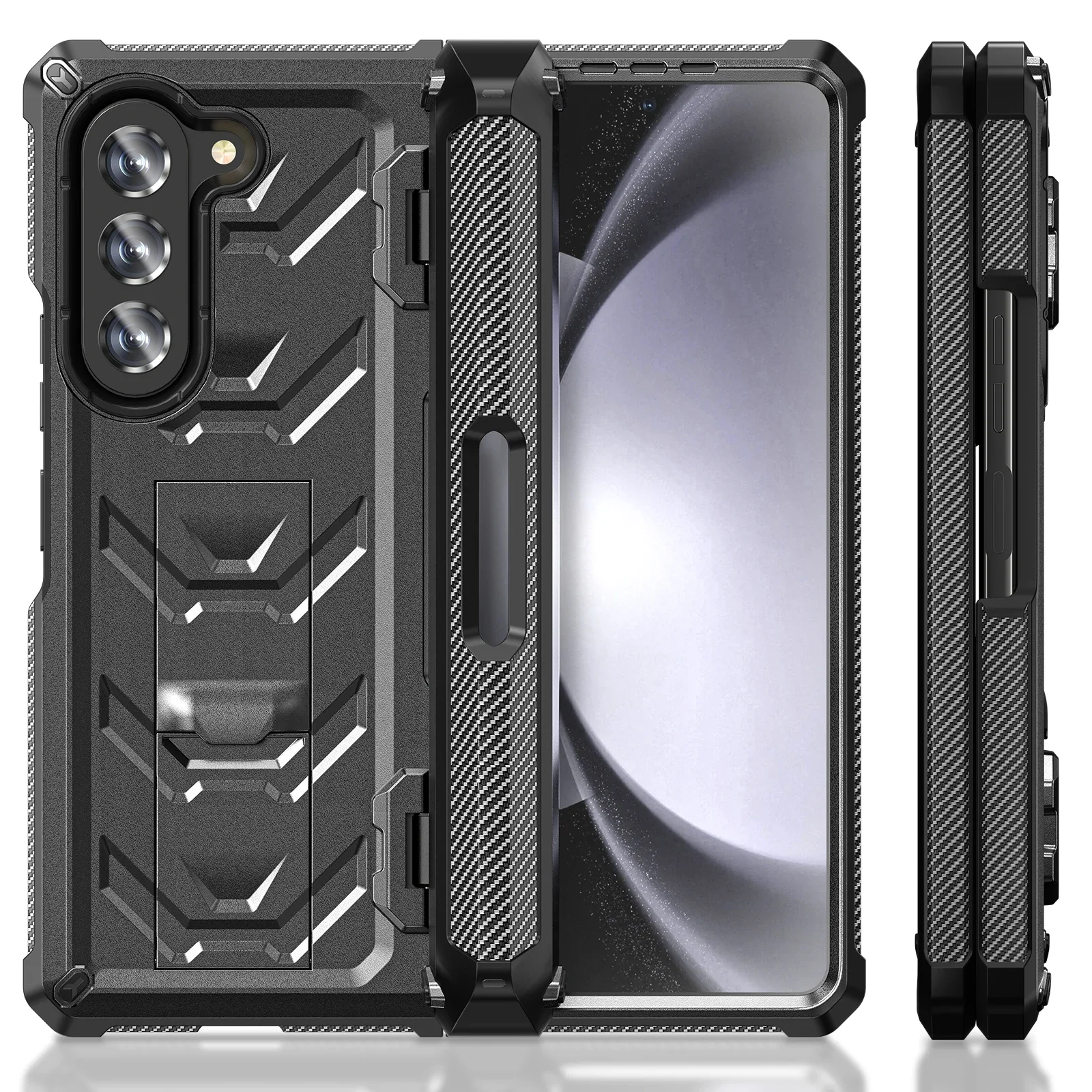Hard Armour Shockproof Cover For Samsung Galaxy Z Fold 5 Case with Hinge Protection S Pen Slot Kickstand Screen Protector