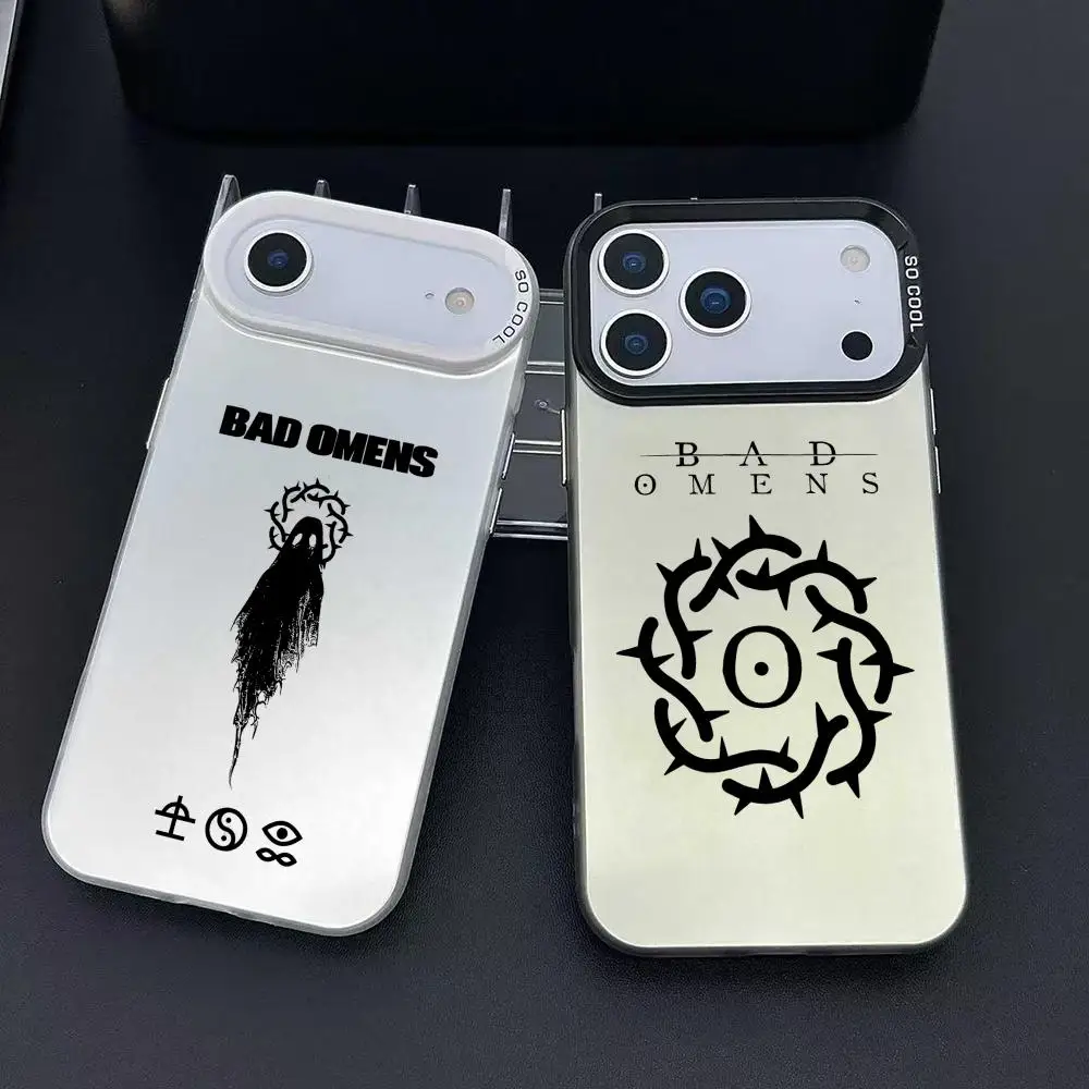 Coque de téléphone Music Band B-Bad Omens pour iPhone 17 16 15 14 13 12 11 Pro Max Air, colorée, mate, laser, effet aurore, antichoc