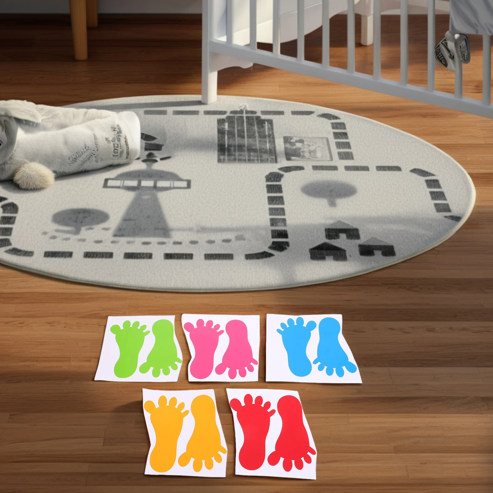 

10 Pairs Waterproof Floor Footprint Stickers Adhesive Decals for Kindergarten Playroom Classroom Red Yellow
