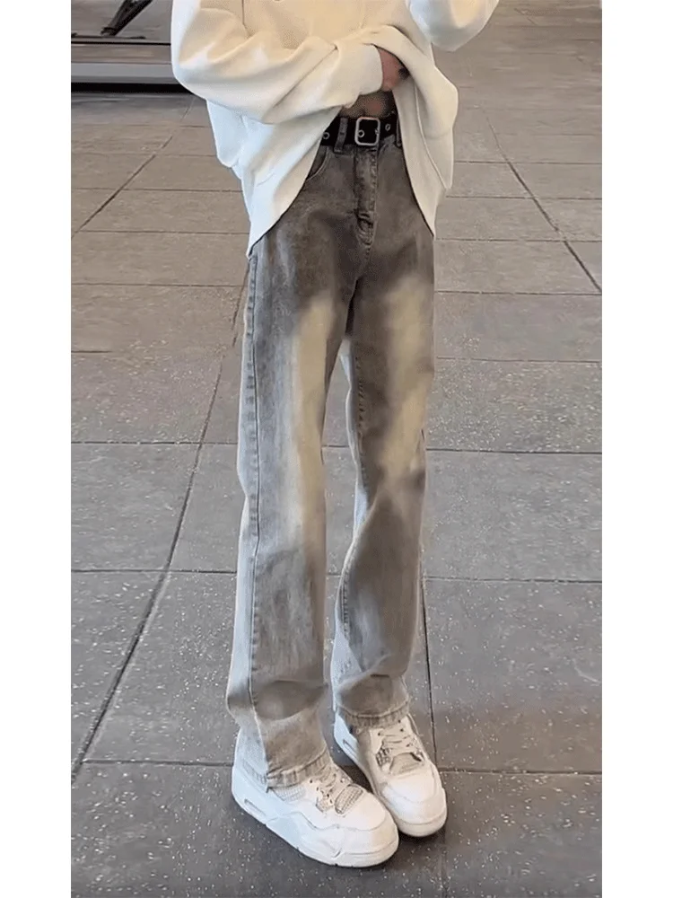 

Cleanfit Smoke Grey Men's Jeans Straight Leg Slimming Long Pants American High Street Style Spring Autumn Fashion Trend