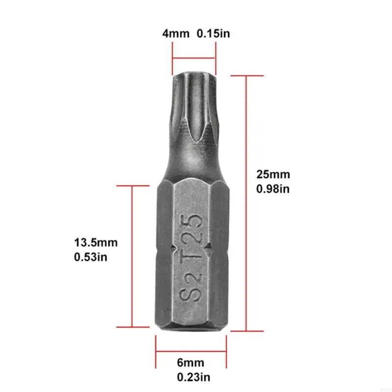 W91B Torx Obeng Bit Shank T25 Screw Driver Bit Hand Tools