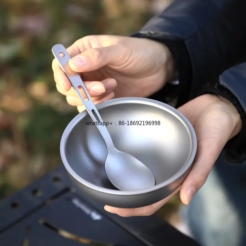 Pure Titanium Bowl Double-layer Heat Insulation and Anti-scalding Home Outdoor Camping Picnic Travel Ultra-light Portable Rice