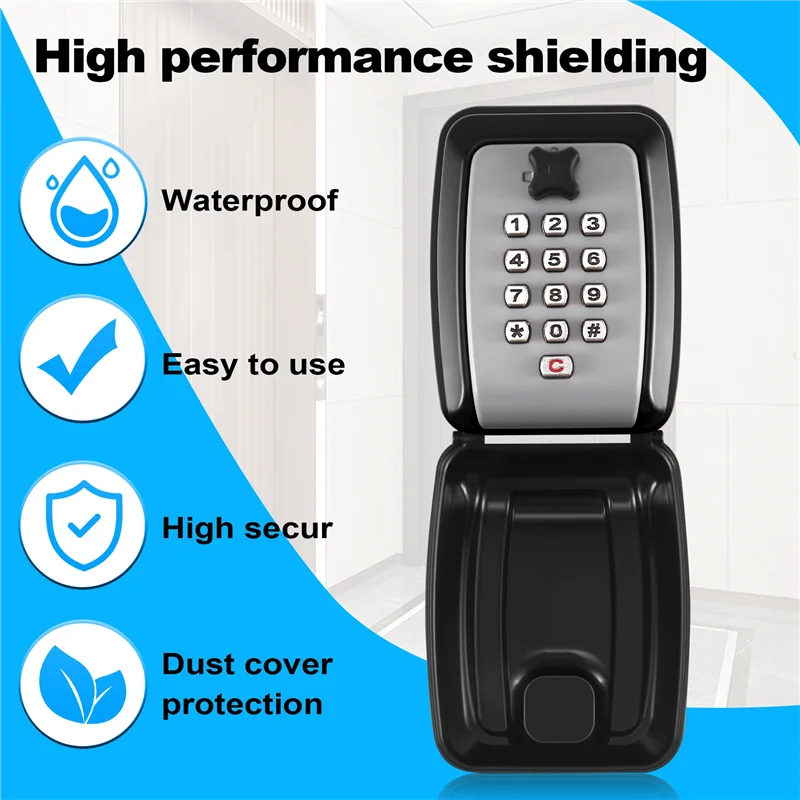 Key Box Wall Mounted Large Key Box Secure Waterproof Outdoor Key Box With 12 Code Rustproof Weatherproof Heavy Duty Key-B51B
