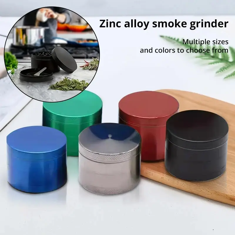 1pc 40mm 4-layer Zinc Alloy Hand Movement Tobacco Grinder Herb Grinder Spice Crusher Kitchen Supplies