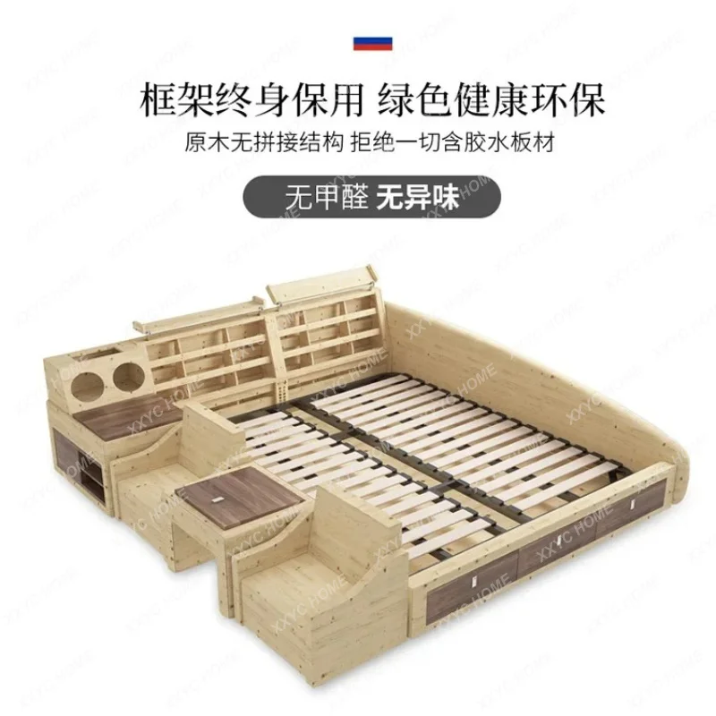 XX Bedroom Decoration Double Bed Master Multifonction Luxury King Twin Bed Frame Smart Space Saving Cama Box Casal