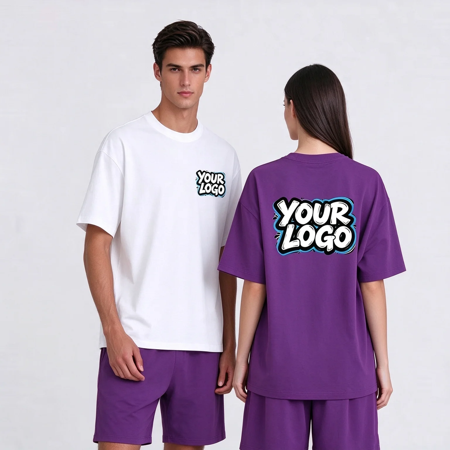 Custom Logo Summer Men Women 100% Pure Cotton Oversized Short Sleeve Tee Drop Shoulder Tops For Casual Holiday Outing