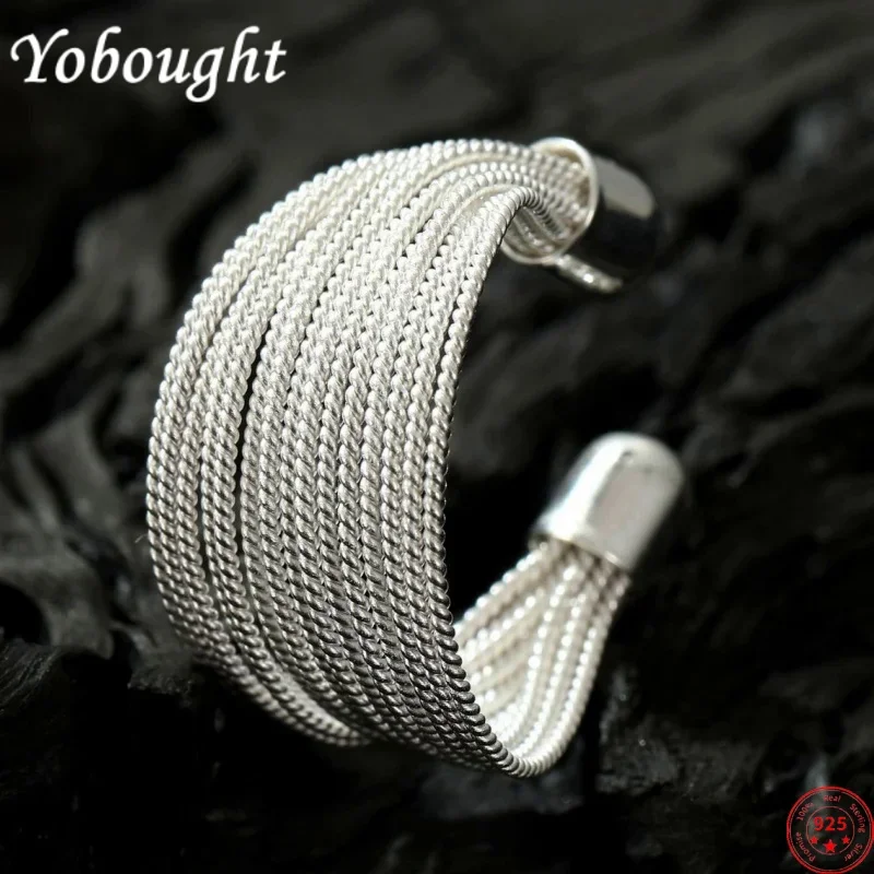 

S925 sterling silver rings for Women Men New Fashion multi strand Weaven Argentum wire adjustable punk jewelry lover gift