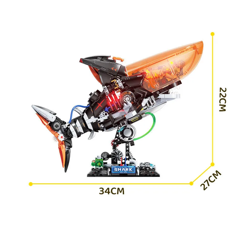 

Idea Animal Mecha Building Block Robot Mech Model Crystal Wave Shark Construction Brick Toys With Light Collection For Gifts