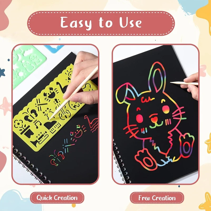 3 Packs Art for Kids, Rainbow Scratch Notebook Paper Art Gifts for Kids Art Craft Birthday Party Games Retail