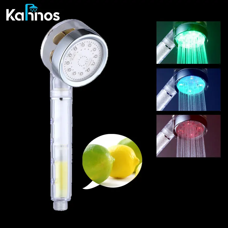 3 Color Led Shower Head Aromatherapy Bathroom Handheld Turbo Propeller Water Saving Shower Head High Pressure Filter Shower Head