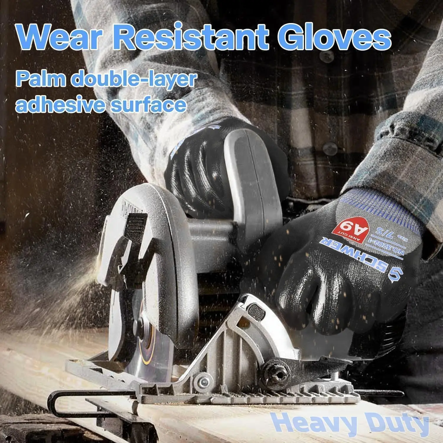 ANSI A9 Cut Resistant Gloves, 18 Gauge Double Dipped Nitrile, Waterproof & Oil Proof, Anti Slip, Touch Screen, Black, L - view 5