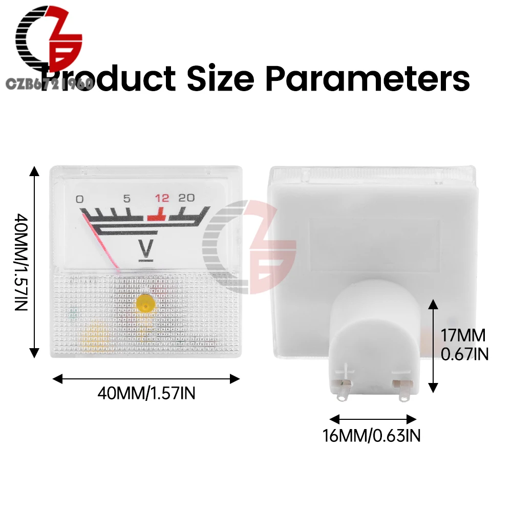 91L16 Pointer Type Voltmeter AC Voltage Tester Analog Panel Meter Mini Voltage Meter Measuring Instrument DC 0-20V AC 0-300V