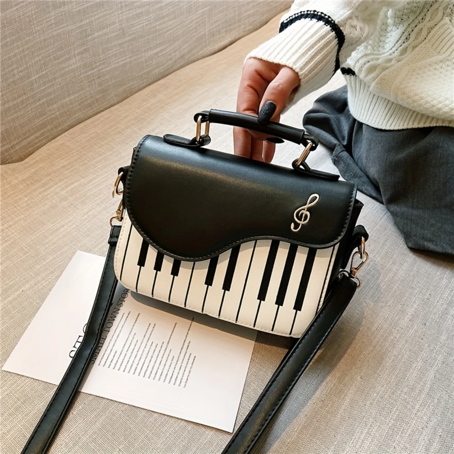 Shape Flap Shoulder Bag, Creative PU Leather Portable Handbag, Detachable Strap Crossbody Novelty Bag