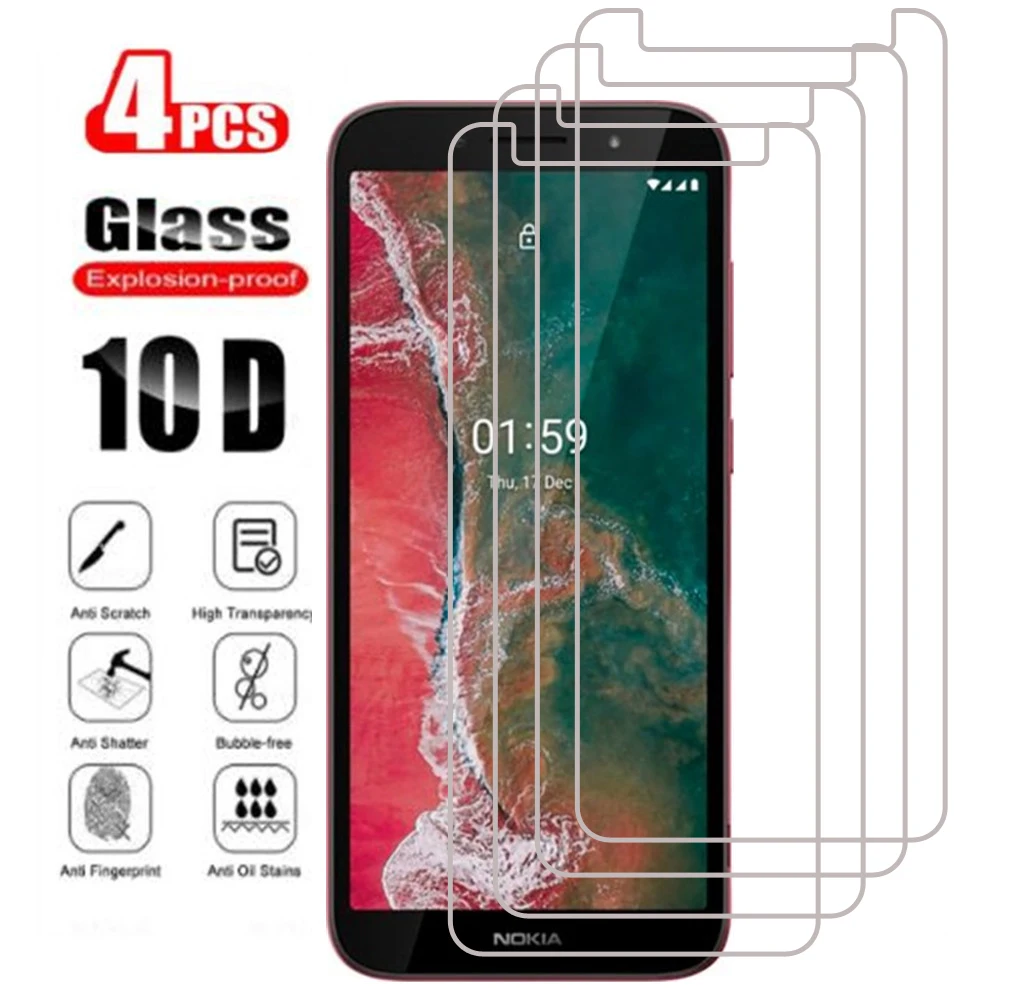 4Pcs Protection Glass For Nokia 8.3 5G C1 C2 C3 2.2 2.3 3.2 4.2 6.2 7.2 7 Plus 7.1 2018 8.1 Tempered Screen Protector Cover Film