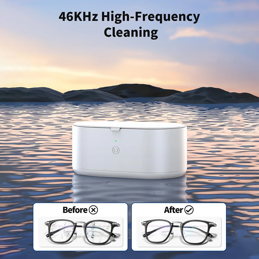 KUNPHY Dental Ultrasonic Retainer Cleaner Machine 20oz Stainless Steel Tank 46KHz for All Jewelry Eyeglasses Watches Dentures