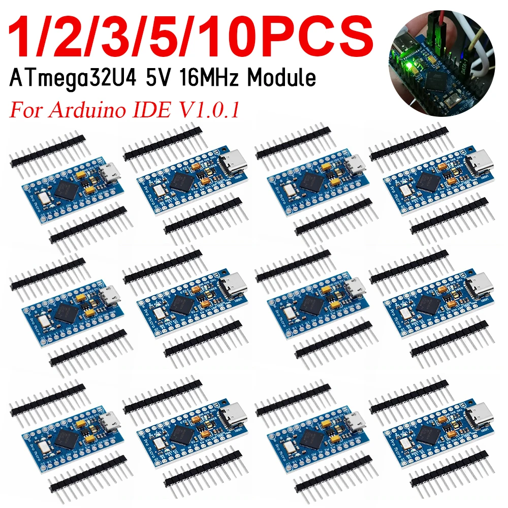 Pro Micro ATmega32U4 5V 16MHz Replace ATmega328 For arduino Pro Mini With 2 Row Pin Header For Leonardo Mini Usb Interface