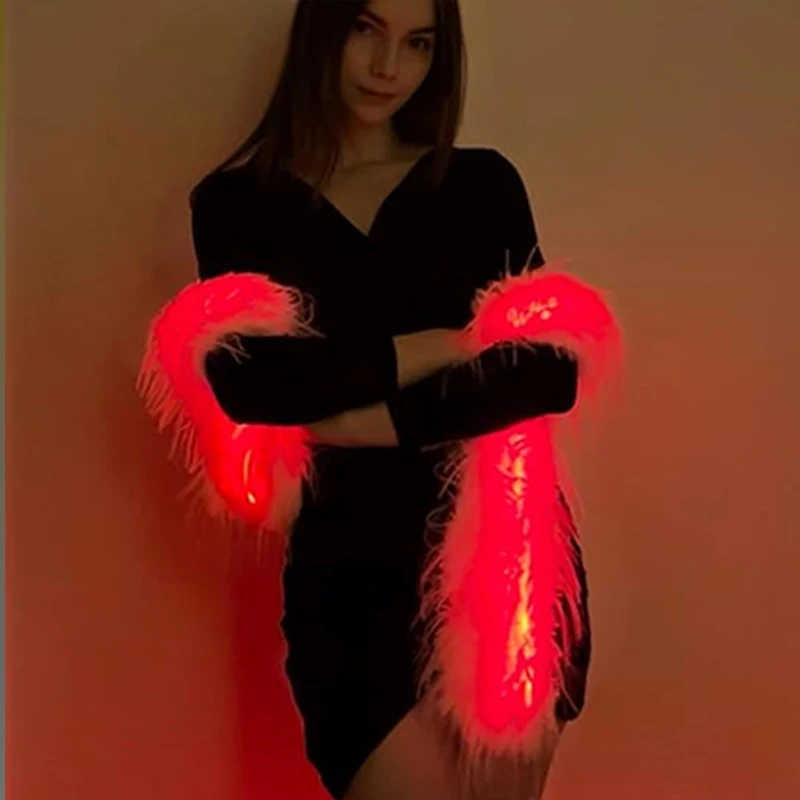 

Модный шарф со светодиодной вспышкой для мужчин и женщин, сохраняющий тепло, вечерние освещение, белый плюшевый зимний шарф из искусственного меха для свадебного танцевального платья, костюмы