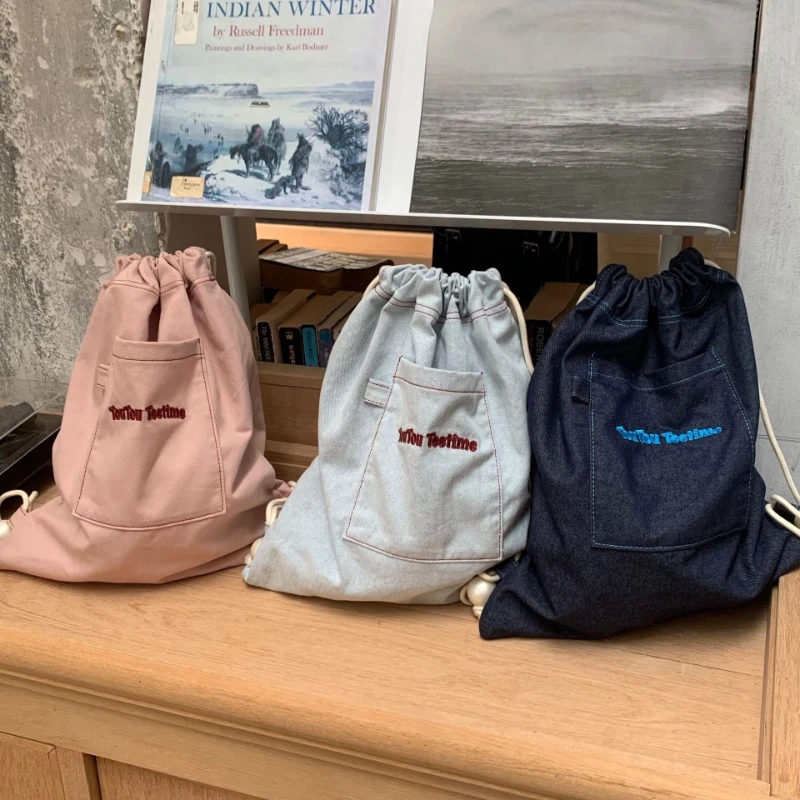 กระเป๋าถือผ้าแคนวาสแบบมีเชือกผ - Canvas Backpack Casual บทวิจารณ์และราคา