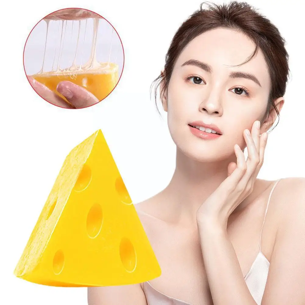 Cheese Soap Mite Removal Soap Cheese Anti-mite Soap Brushed Cleansing Special Design Brightening Soap for Women I5Z3